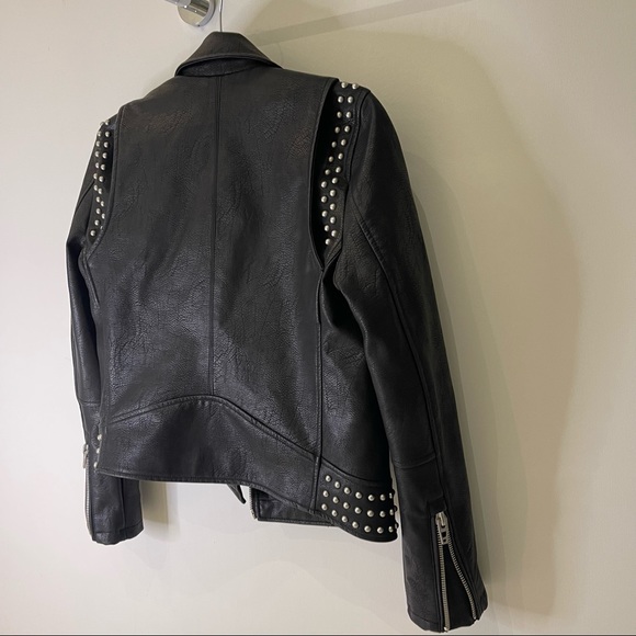 SOLD BlankNYC black faux leather biker jacket with silver studded detailing - Picture 3 of 10